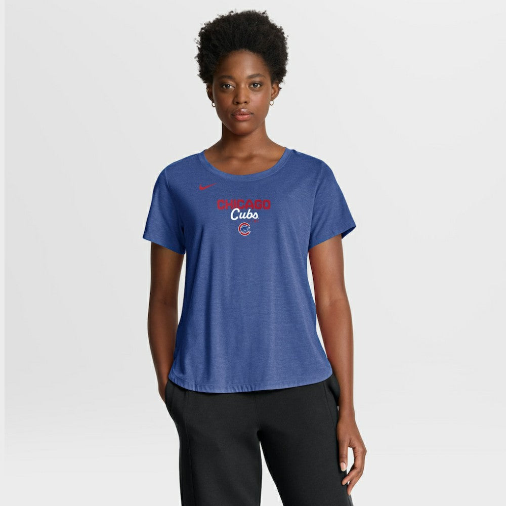 Chicago Cubs Women's Arched Tri-Blend T-Shirt - Heather Royal | Nike