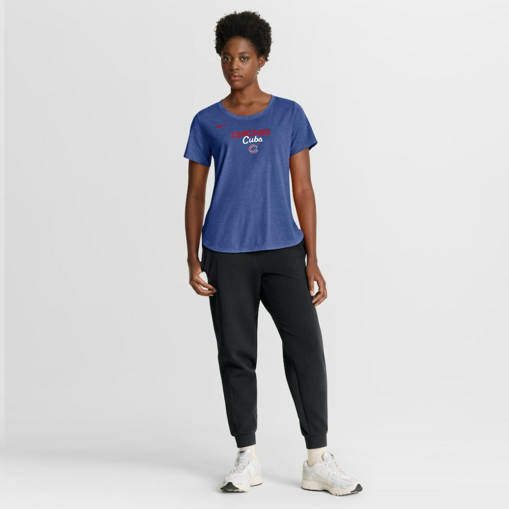 Chicago Cubs Women's Arched Tri-Blend T-Shirt - Heather Royal | Nike