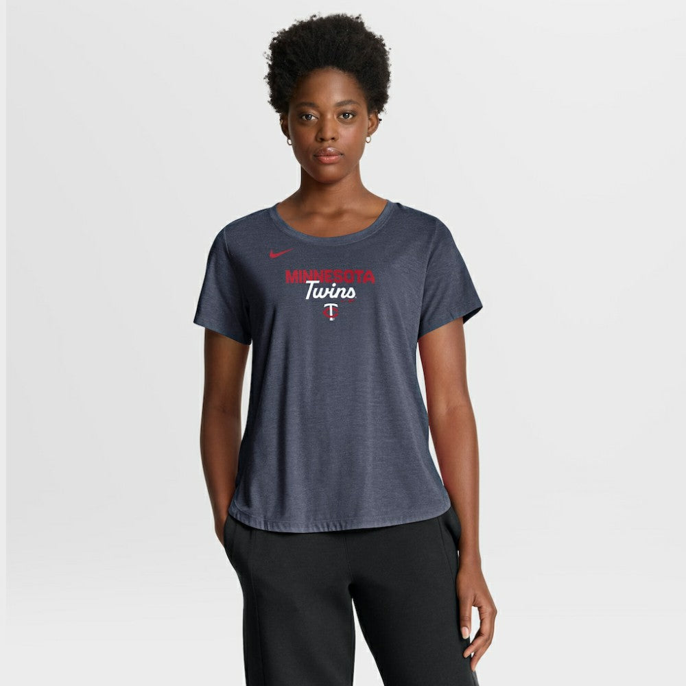 Minnesota Twins Women's Arched Tri-Blend T-Shirt - Heather Navy | Nike