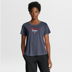 Minnesota Twins Women's Arched Tri-Blend T-Shirt - Heather Navy | Nike