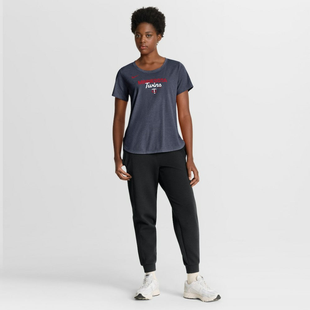 Minnesota Twins Women's Arched Tri-Blend T-Shirt - Heather Navy | Nike