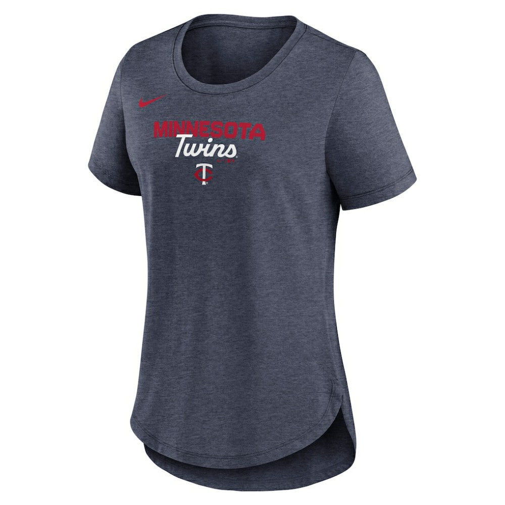 Minnesota Twins Women's Arched Tri-Blend T-Shirt - Heather Navy | Nike