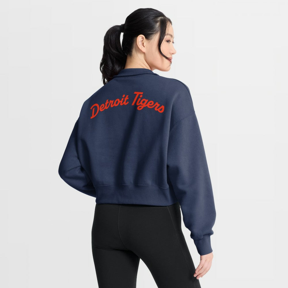 Detroit Tigers Women's Primetime Phoenix Fleece Half-Zip Sweatshirt - Navy | Nike