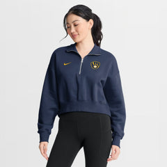 Milwaukee Brewers Women's Primetime Phoenix Fleece Half-Zip Sweatshirt - Navy | Nike
