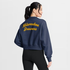 Milwaukee Brewers Women's Primetime Phoenix Fleece Half-Zip Sweatshirt - Navy | Nike