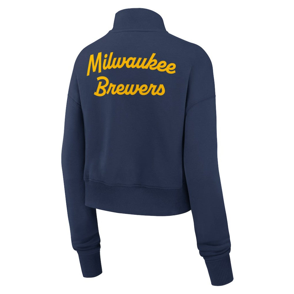 Milwaukee Brewers Women's Primetime Phoenix Fleece Half-Zip Sweatshirt - Navy | Nike