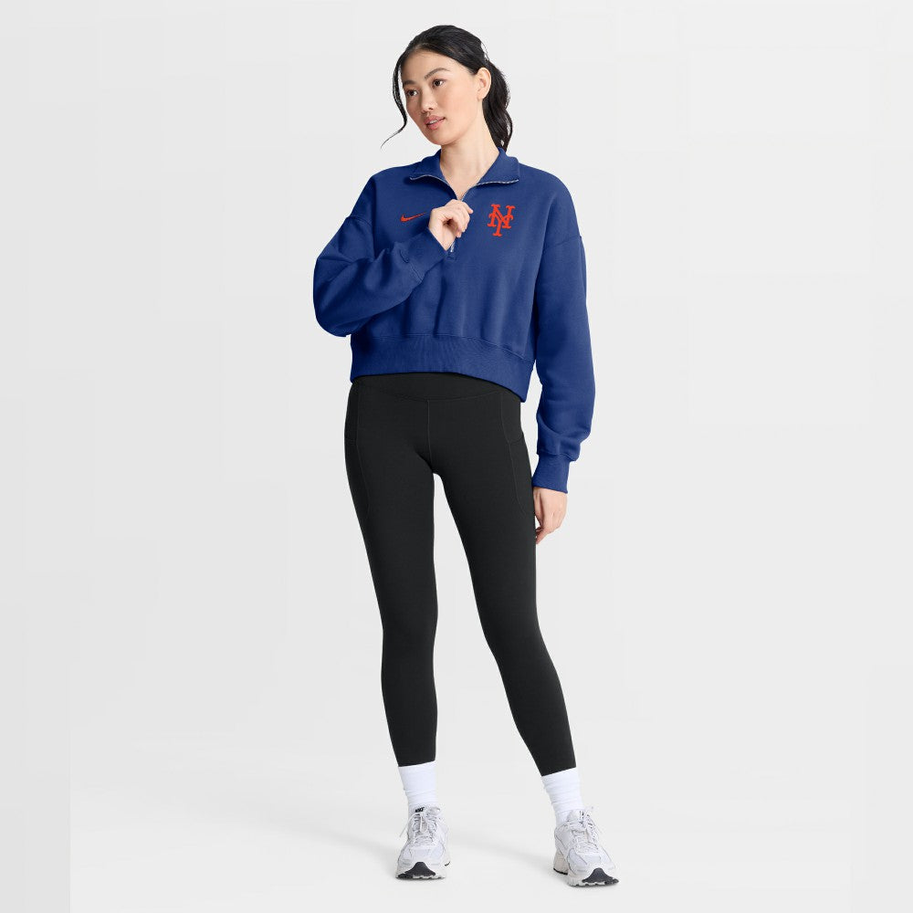 New York Mets Women's Primetime Phoenix Fleece Half-Zip Sweatshirt - Royal | Nike