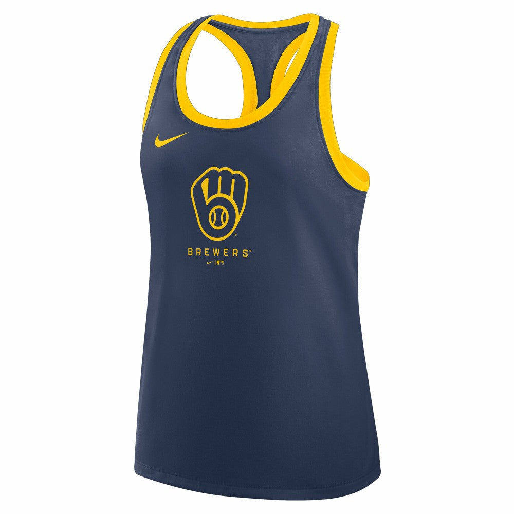 Milwaukee Brewers Women's Tri-Blend Dri-FIT Racerback Tank Top - Navy | Nike