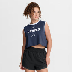 Atlanta Braves Women's Primetime Loose Dri-FIT Cropped Tank Top - Navy | Nike