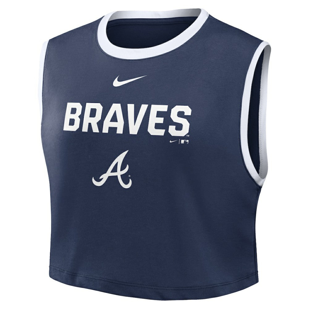 Atlanta Braves Women's Primetime Loose Dri-FIT Cropped Tank Top - Navy | Nike