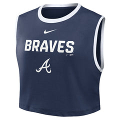Atlanta Braves Women's Primetime Loose Dri-FIT Cropped Tank Top - Navy | Nike