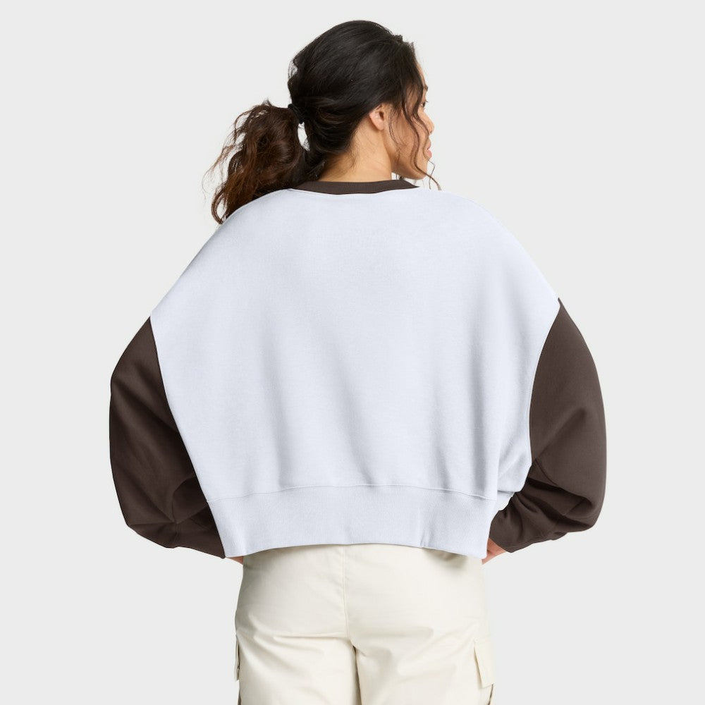 San Diego Padres Women's Oversized High Hip Fleece Sweatshirt - White/Brown | Nike