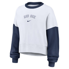 Boston Red Sox Women's Oversized High Hip Fleece Sweatshirt - White/Navy | Nike