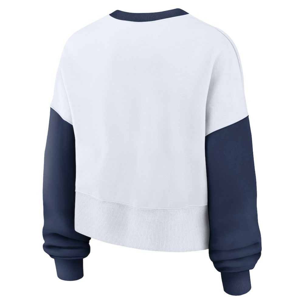 Detroit Tigers Women's Oversized High Hip Fleece Sweatshirt - White/Navy | Nike