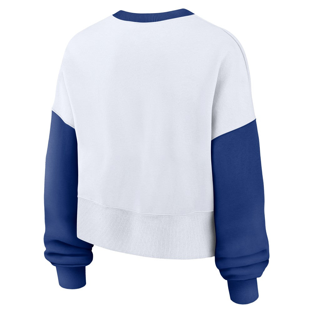 Los Angeles Dodgers Women's Oversized High Hip Fleece Sweatshirt - White/Royal | Nike