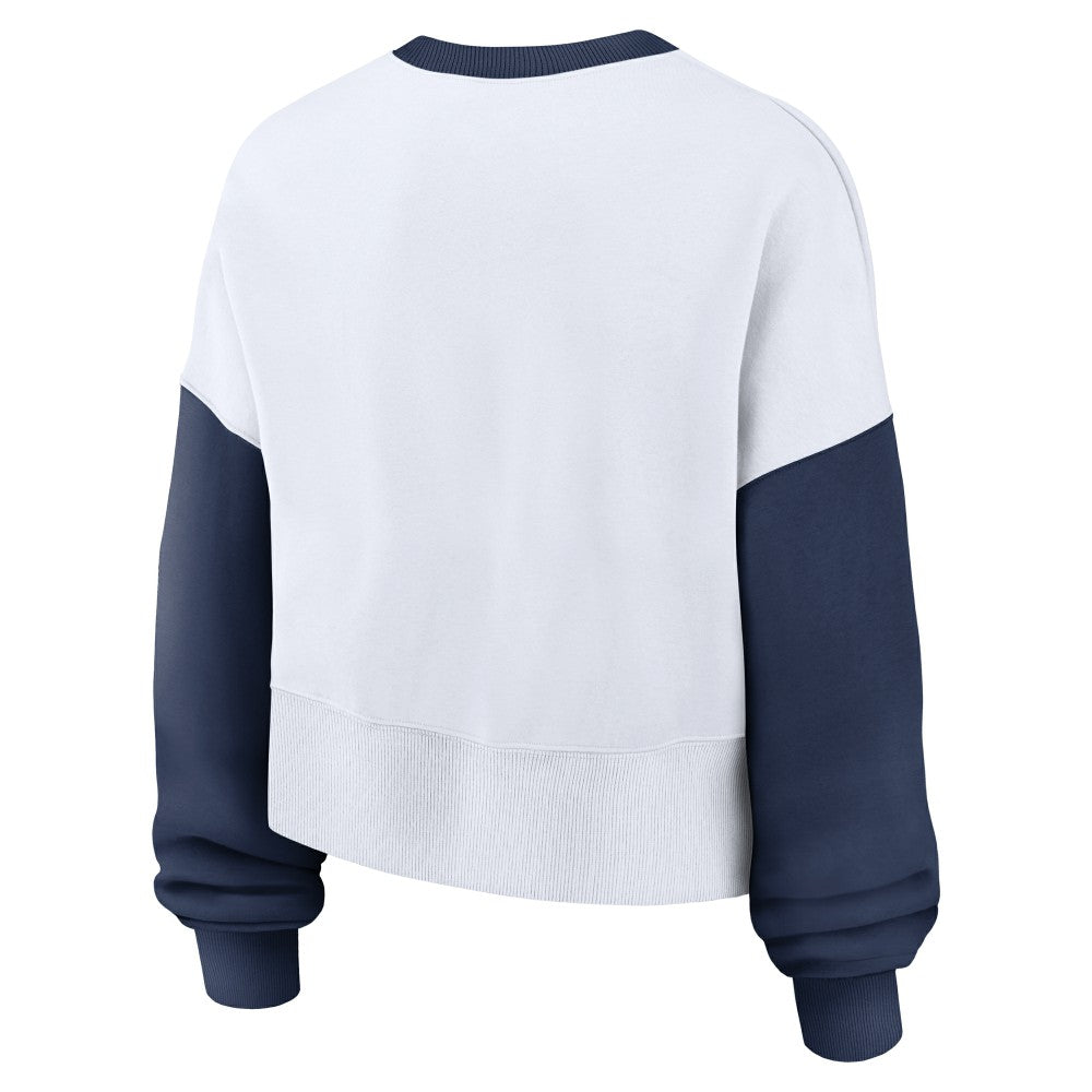 Cleveland Guardians Women's Oversized High Hip Fleece Sweatshirt - White/Navy | Nike