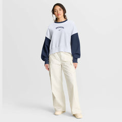 Milwaukee Brewers Women's Oversized High Hip Fleece Sweatshirt - White/Navy | Nike
