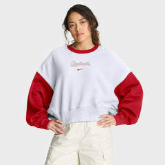 St. Louis Cardinals Women's Oversized High Hip Fleece Sweatshirt - White/Red | Nike