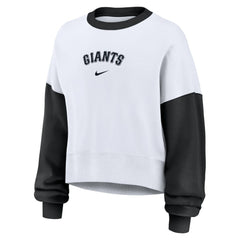 San Francisco Giants Women's Oversized High Hip Fleece Sweatshirt - White/Black | Nike