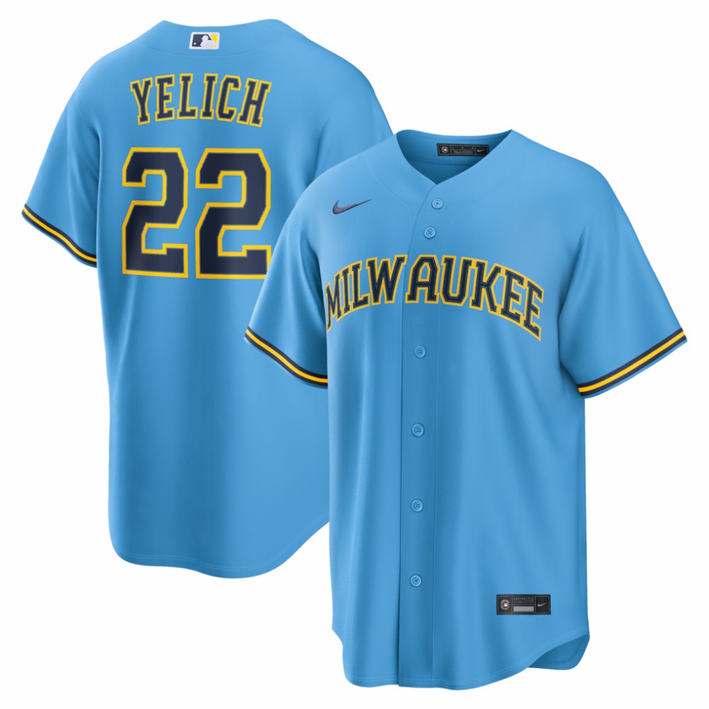 Christian Yelich Milwaukee Brewers Road Replica Jersey - Light Blue | Nike