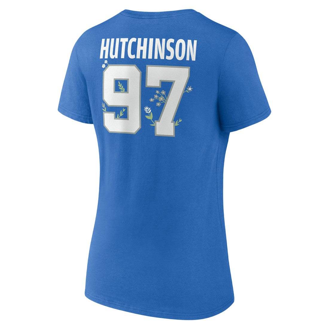 NFL Detroit Lions Aidan Hutchinson  Women's Floral Name & Number V-Neck T-Shirt