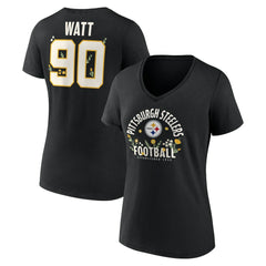 NFL Pittsburgh Steelers T.J. Watt  Women's Floral Name & Number V-Neck T-Shirt