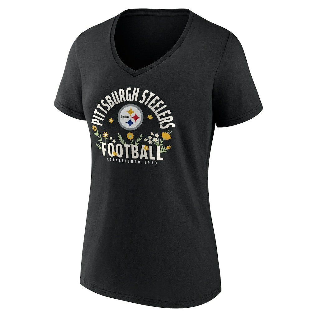 NFL Pittsburgh Steelers T.J. Watt  Women's Floral Name & Number V-Neck T-Shirt
