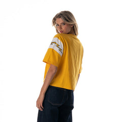 NFL Los Angeles Chargers The Wild Collective Women's Charger Power Contrast Sleeve Insert T-Shirt