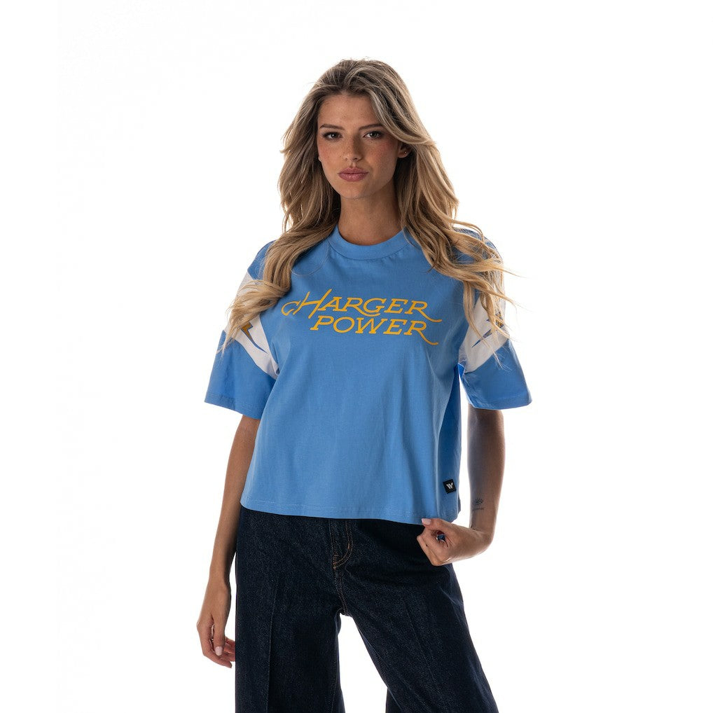 NFL Los Angeles Chargers The Wild Collective Women's Charger Power Contrast Sleeve Insert T-Shirt