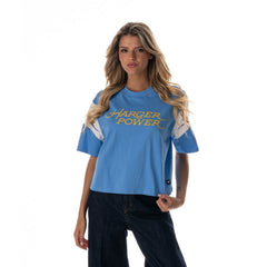 NFL Los Angeles Chargers The Wild Collective Women's Charger Power Contrast Sleeve Insert T-Shirt