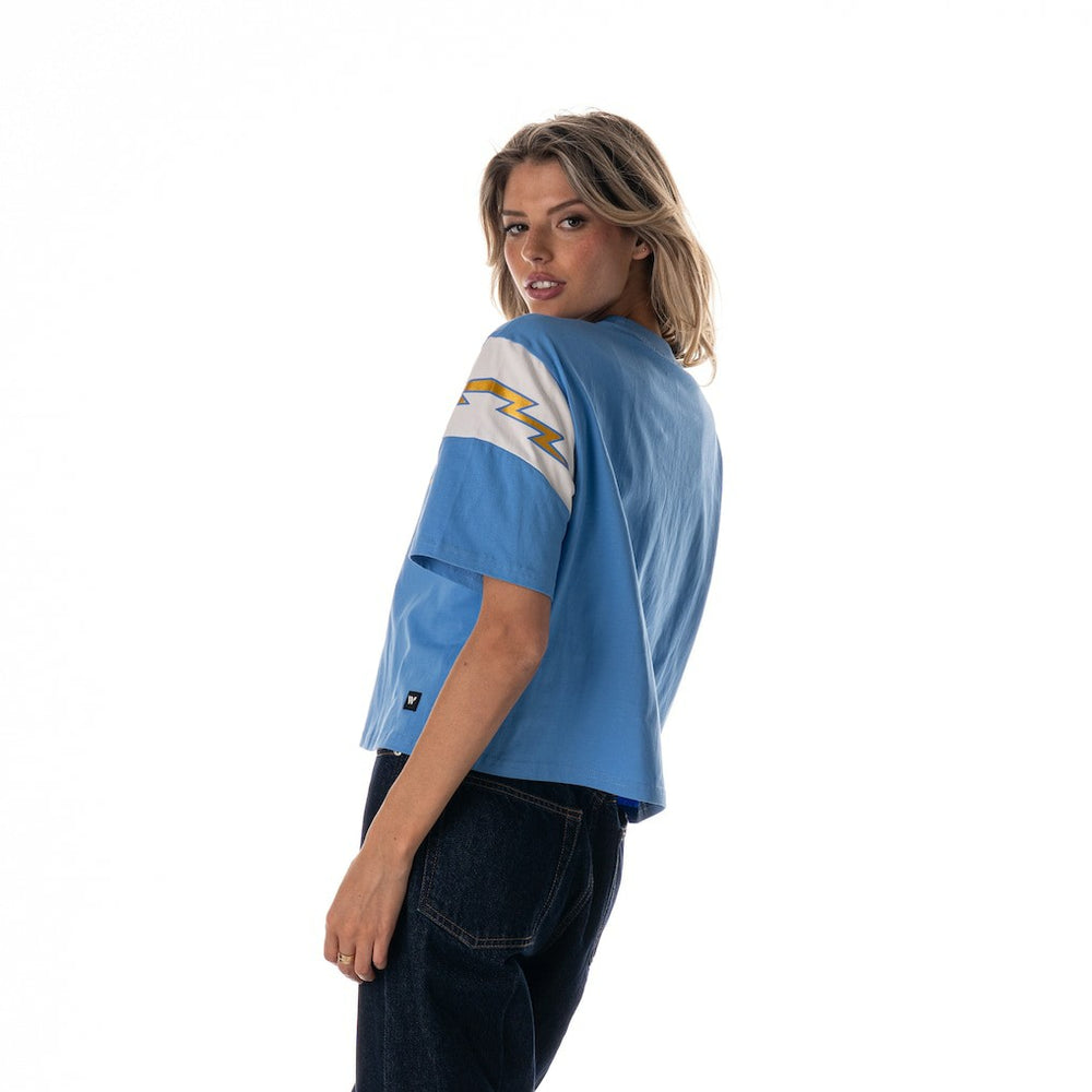 NFL Los Angeles Chargers The Wild Collective Women's Charger Power Contrast Sleeve Insert T-Shirt