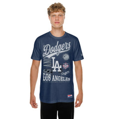 Los Angeles Dodgers  Oversized Throwback Distressed T-Shirt - Navy | New Era