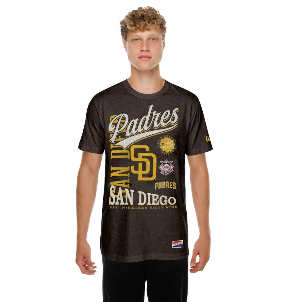 San Diego Padres  Oversized Throwback Distressed T-Shirt - Brown | New Era