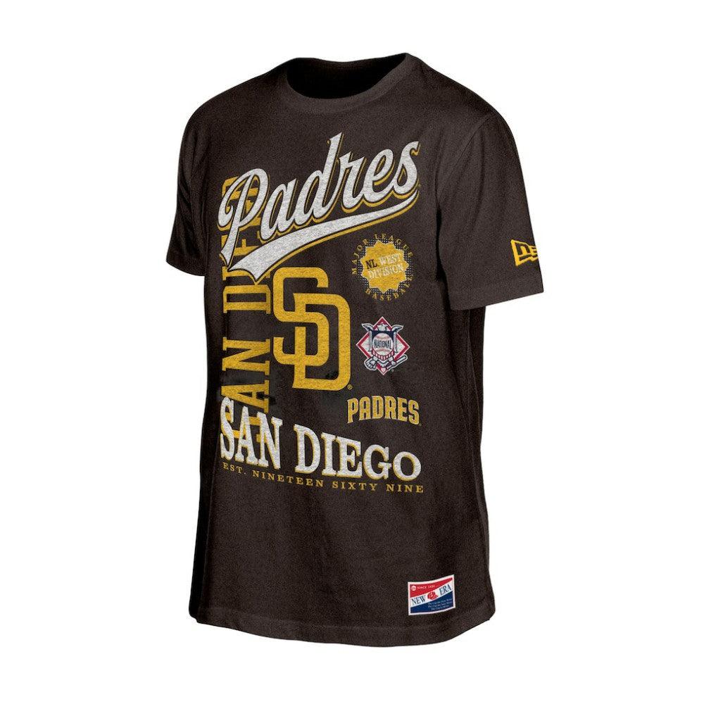 San Diego Padres  Oversized Throwback Distressed T-Shirt - Brown | New Era