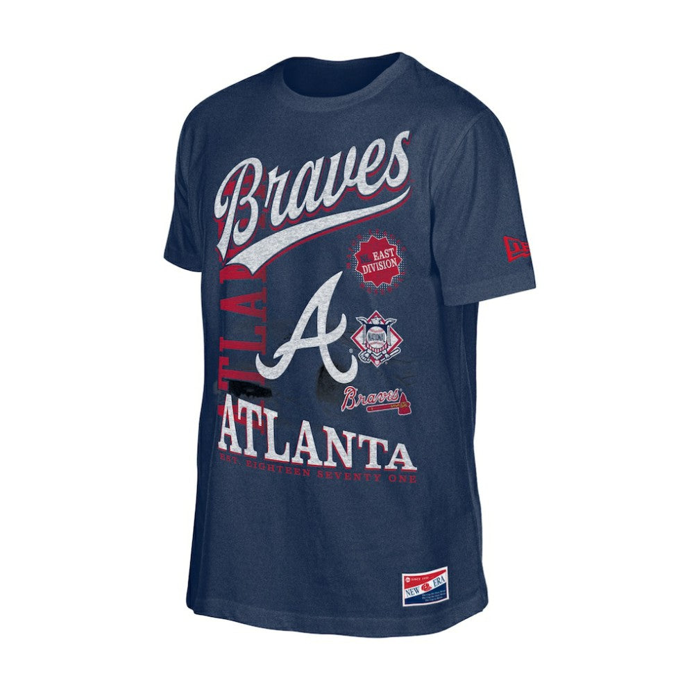 Atlanta Braves  Oversized Throwback Distressed T-Shirt - Navy | New Era