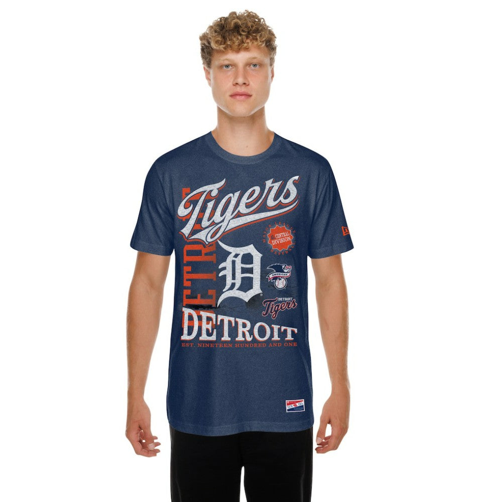 Detroit Tigers  Oversized Throwback Distressed T-Shirt - Navy | New Era