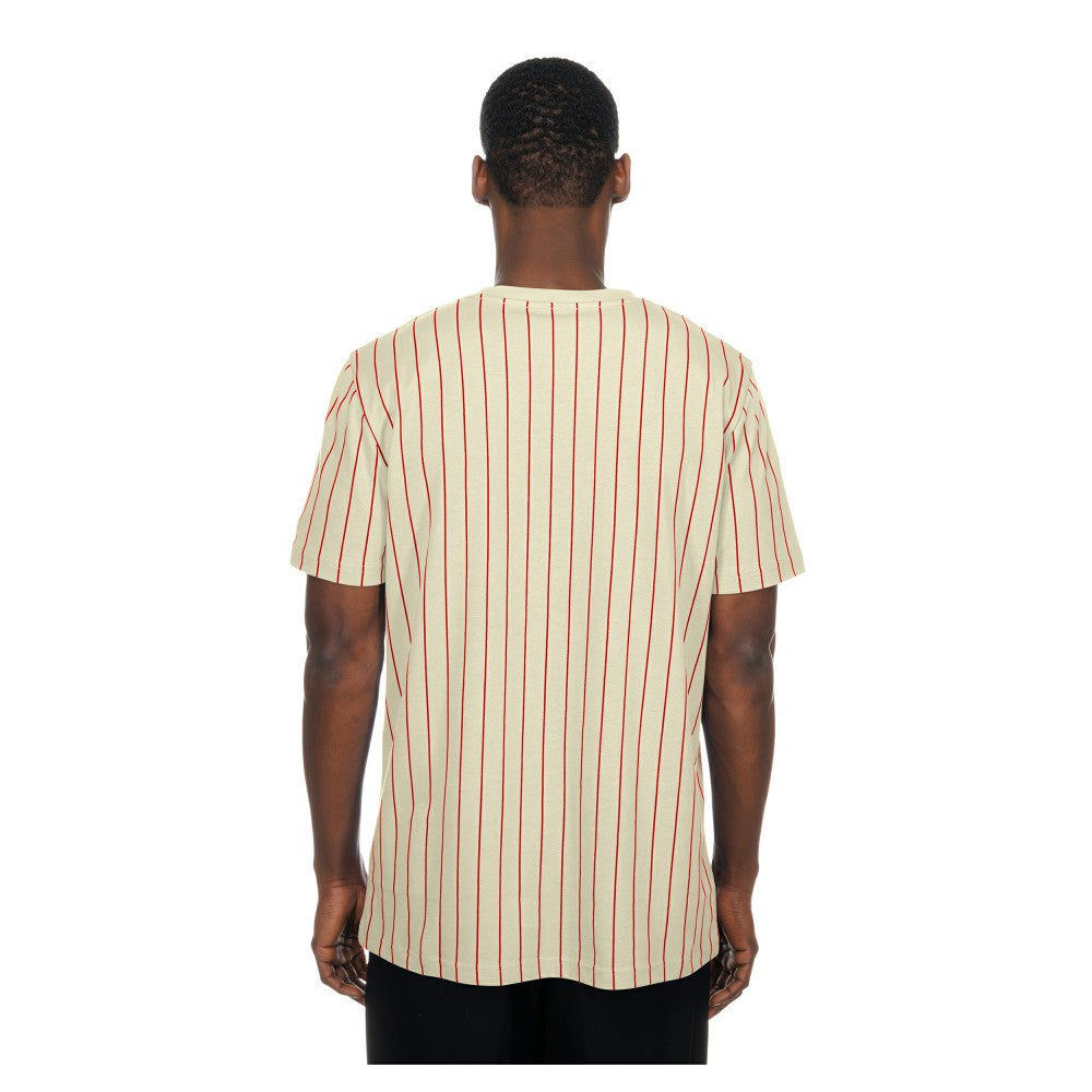 Cincinnati Reds Throwback Meshback Pinstripe T-Shirt - Cream | New Era