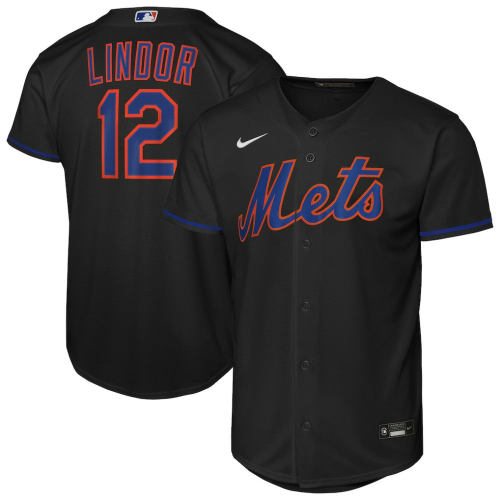 Francisco Lindor New York Mets Youth Alternate Replica Jersey - Black | Nike