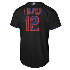 Francisco Lindor New York Mets Youth Alternate Replica Jersey - Black | Nike