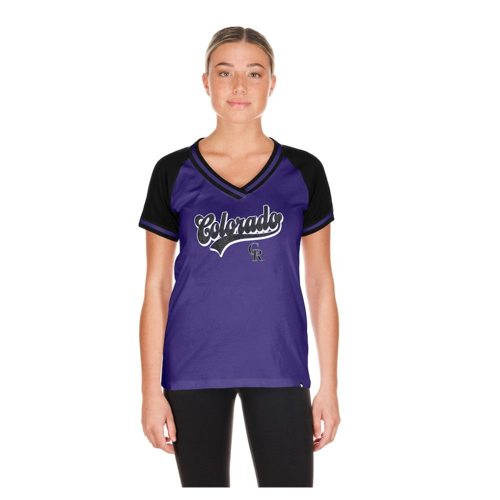 Colorado Rockies Women's Gameday V-Neck T-Shirt - Purple | New Era