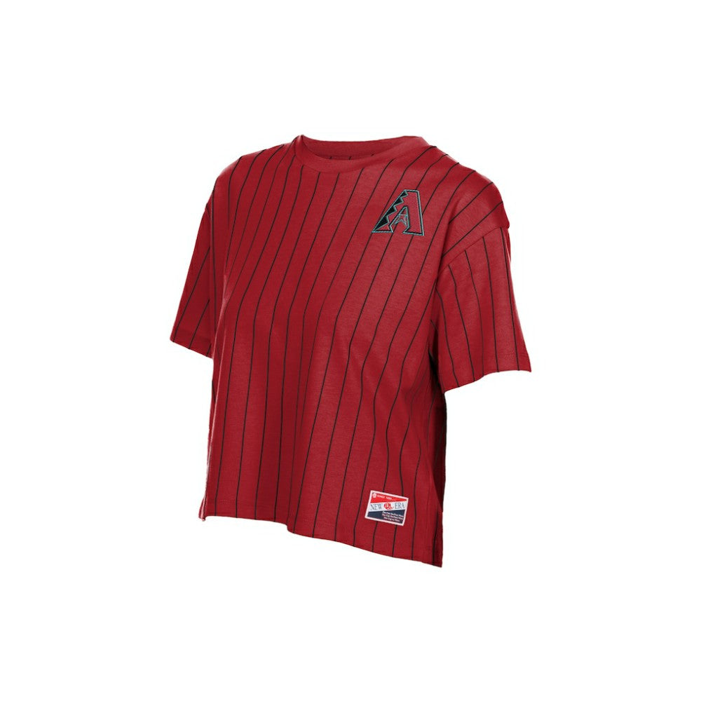 Arizona Diamondbacks Women's Throwback Meshback Pinstripe Boxy T-Shirt - Red | New Era