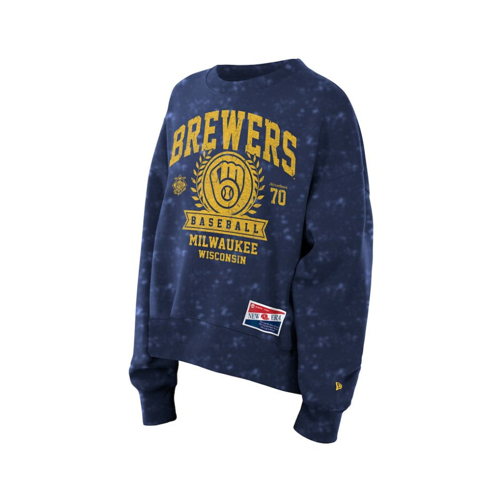 Milwaukee Brewers Women's Throwback Oversized Boxy Sweatshirt - Navy | New Era