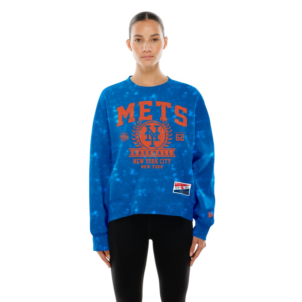 New York Mets Women's Throwback Oversized Boxy Sweatshirt - Royal | New Era