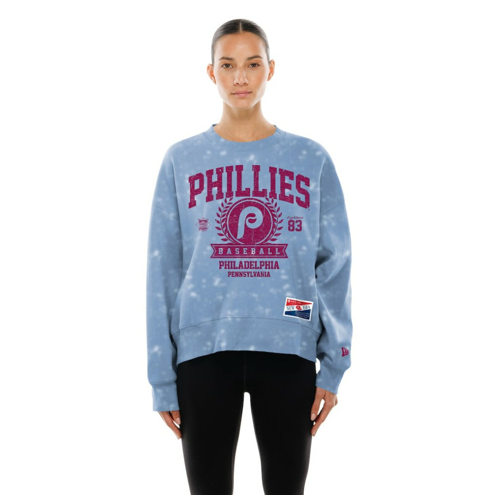 Philadelphia Phillies Women's Throwback Oversized Boxy Sweatshirt - Light Blue | New Era