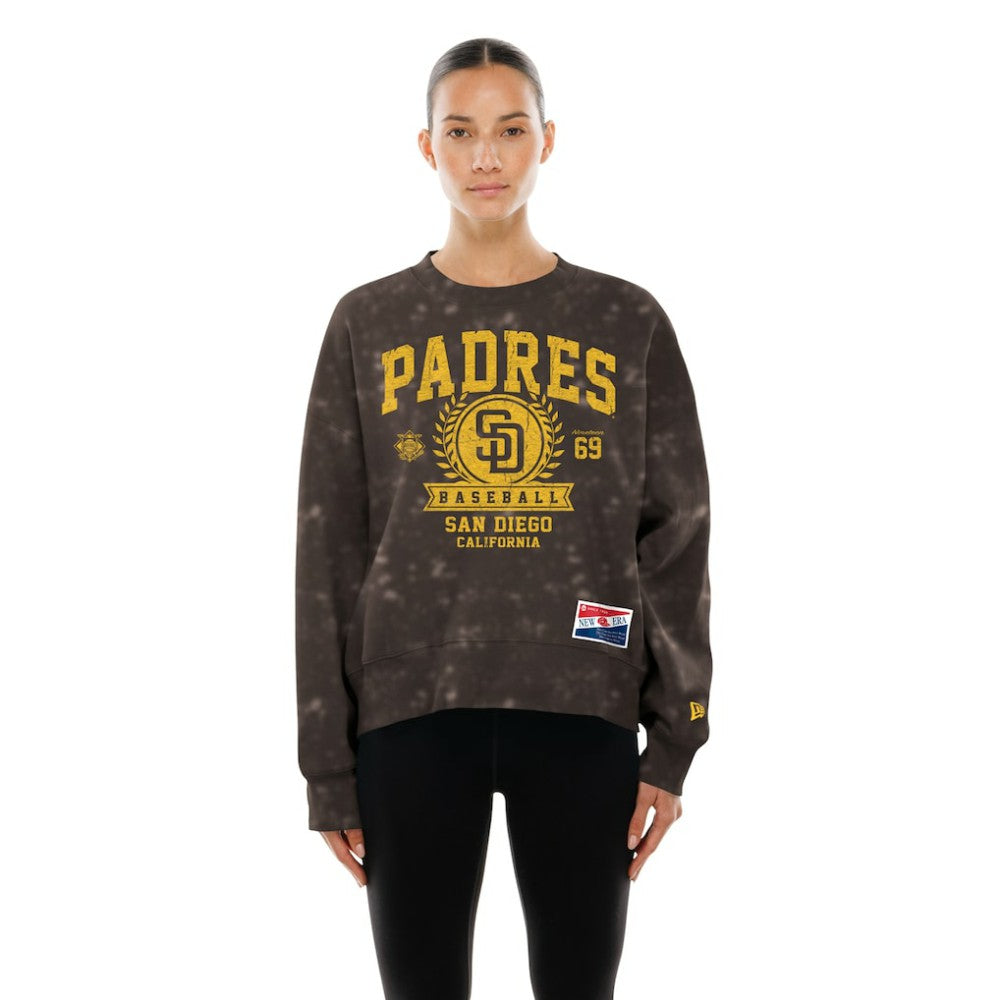San Diego Padres Women's Throwback Oversized Boxy Sweatshirt - Brown | New Era
