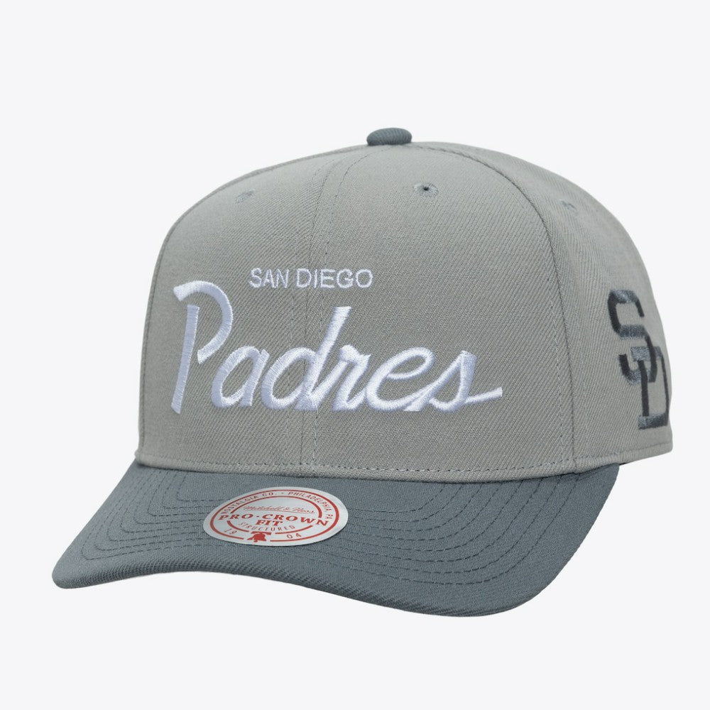 San Diego Padres Cooperstown Thunderstorm Head Coach Pro-Crown Adjustable Hat - Gray | Mitchell & Ness