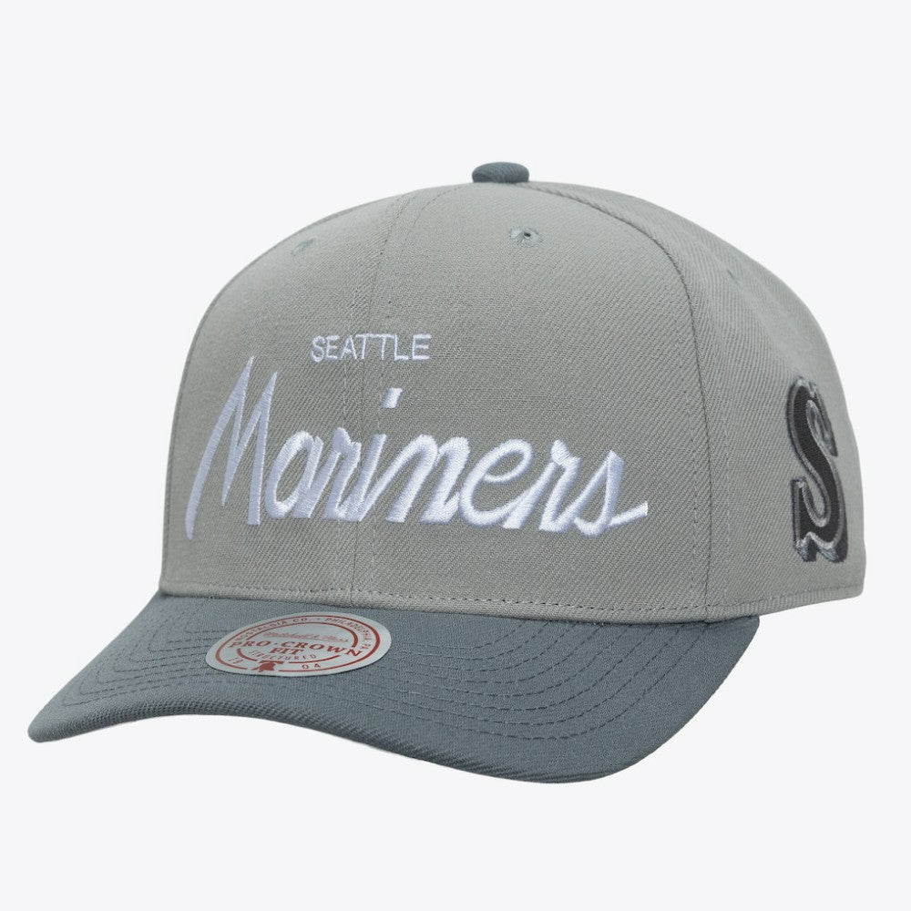 Seattle Mariners Cooperstown Thunderstorm Head Coach Pro-Crown Adjustable Hat - Gray | Mitchell & Ness