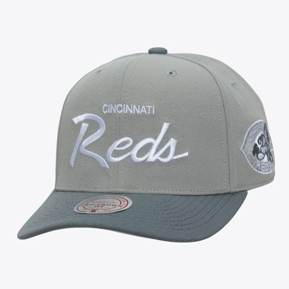 Cincinnati Reds Cooperstown Thunderstorm Head Coach Pro-Crown Adjustable Hat - Gray | Mitchell & Ness