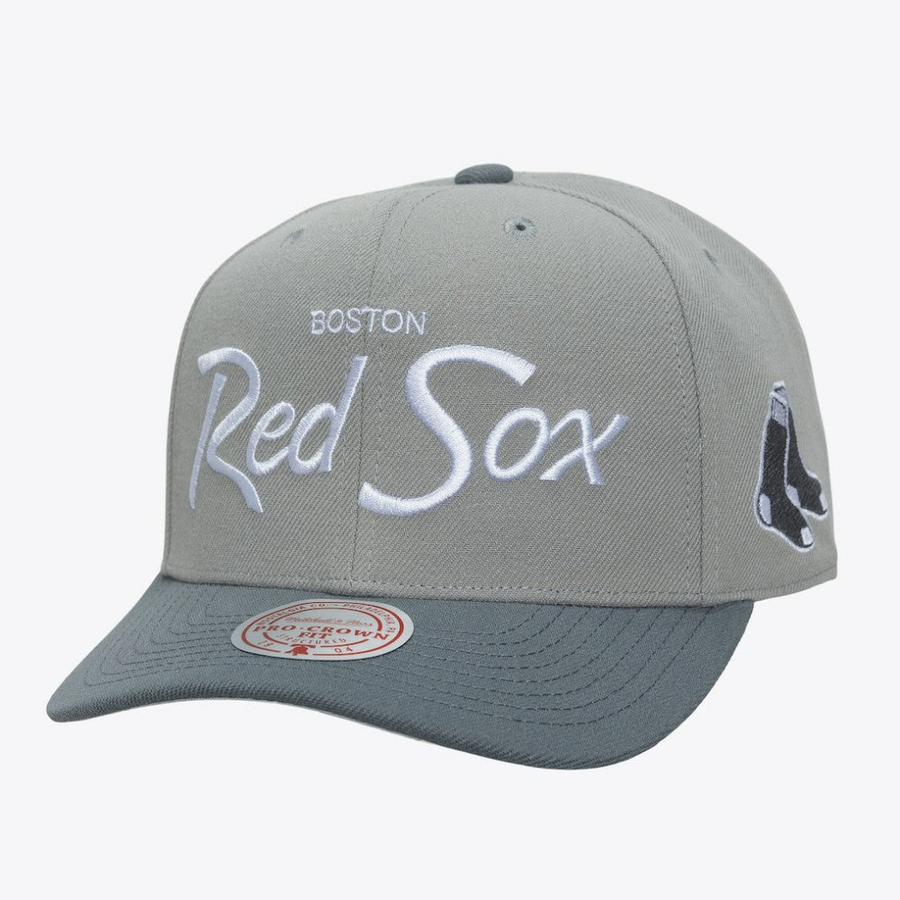 Boston Red Sox Thunderstorm Head Coach Pro-Crown Adjustable Hat - Gray | Mitchell & Ness