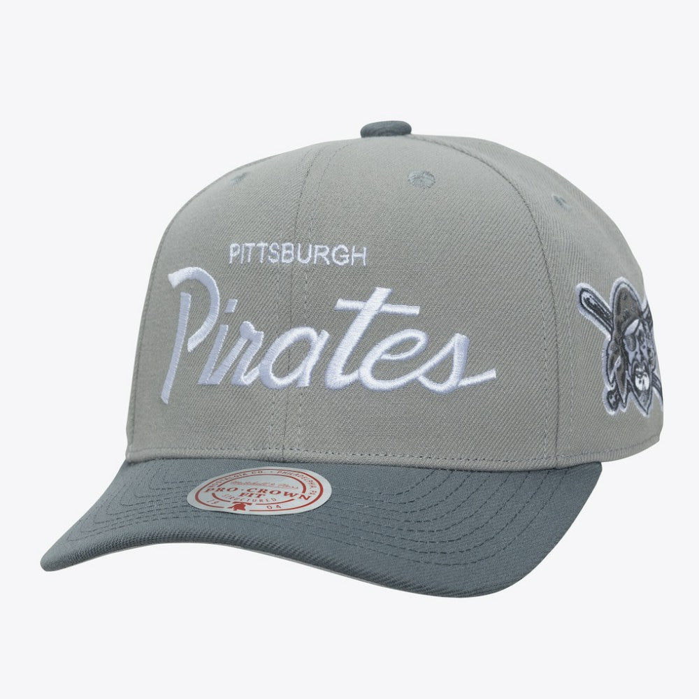 Pittsburgh Pirates Thunderstorm Head Coach Pro-Crown Adjustable Hat - Gray | Mitchell & Ness